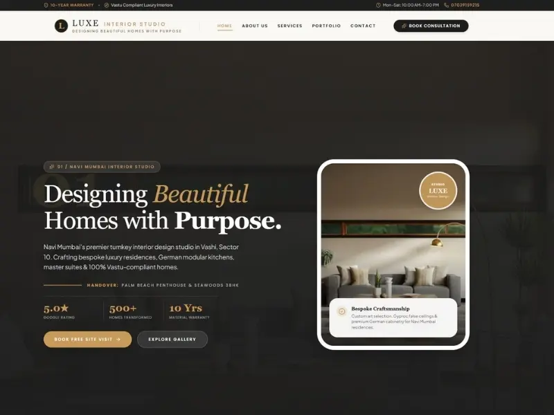 Luxe Interior studio - Portfolio Websites Custom Website by RRP Ventures